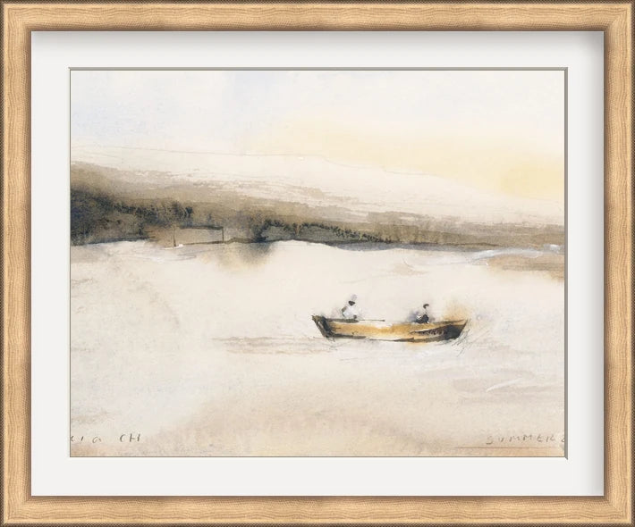 Boat at Dusk - Custom Framed Print with Mat