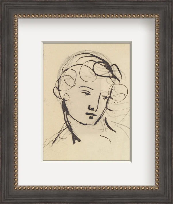 Sketch of a Lady - Custom Framed Print with Mat
