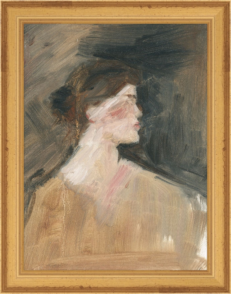 Framed Profile Sketch. Frame: Traditional Gold. Paper: Rag Paper. Art Size: 8x6. Final Size: 9'' X 7''