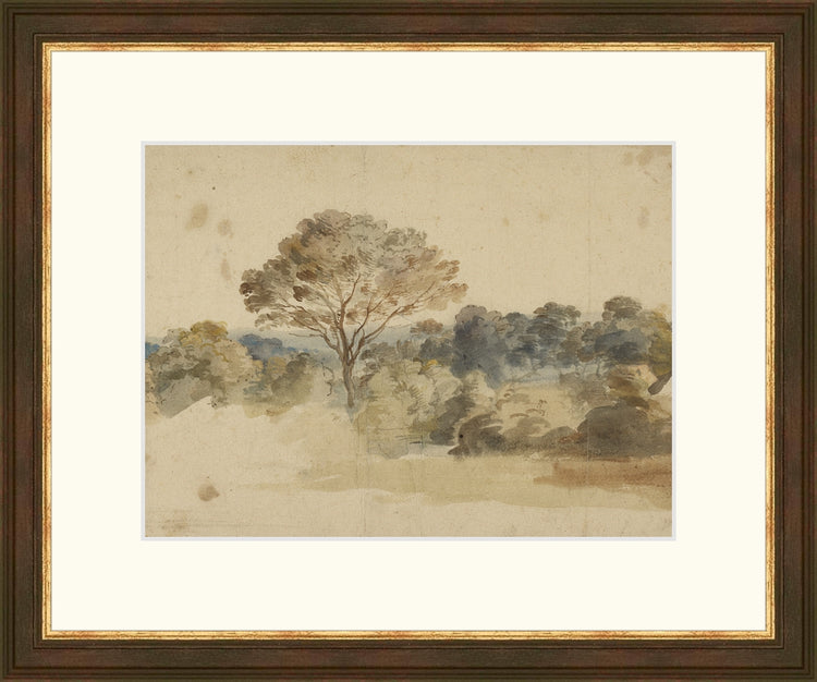 Framed Baroque Landscape. Frame: Classic Black And Gold. Paper: Rag Paper. Art Size: 6x8. Final Size: 10'' X 12''