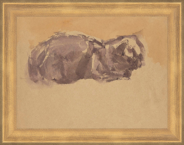 Framed Watercolor Cat. Frame: Timeless Gold. Paper: Rag Paper. Art Size: 6x8. Final Size: 7'' X 9''