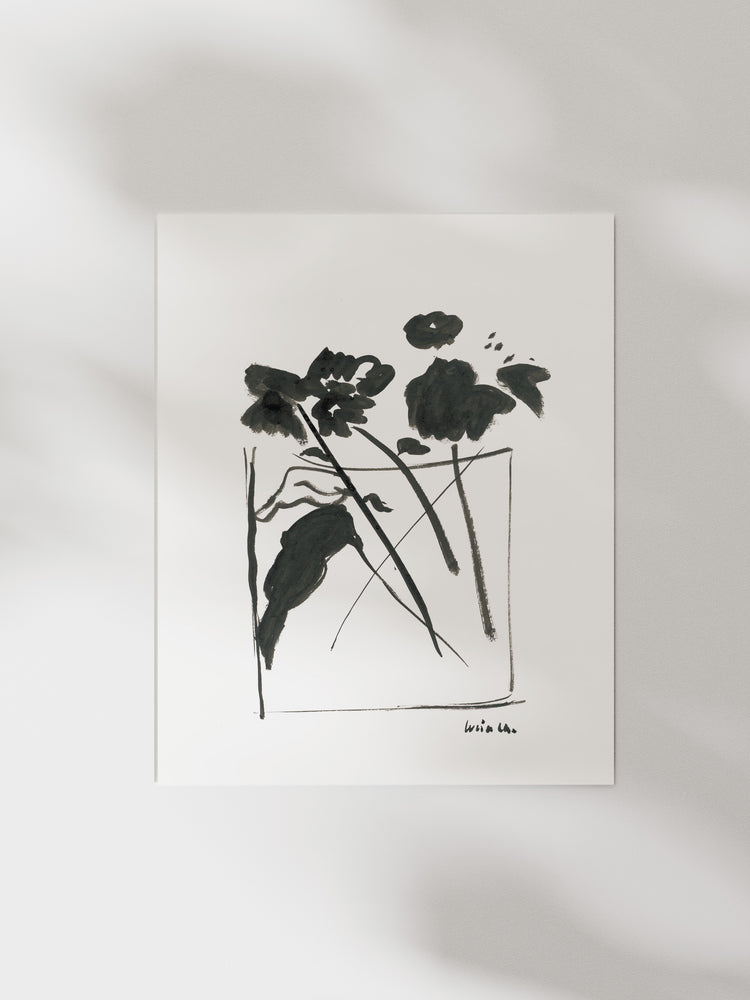 Ink Vase of Flowers