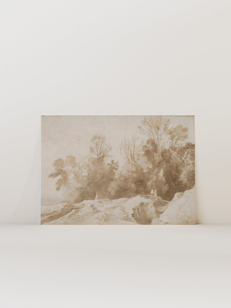 Trees Landscape In Sepia