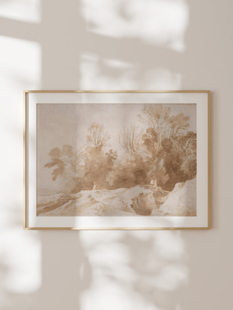 Trees Landscape In Sepia
