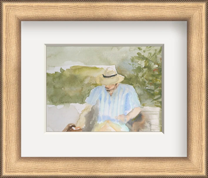Man in the Garden - Custom Framed Print with Mat