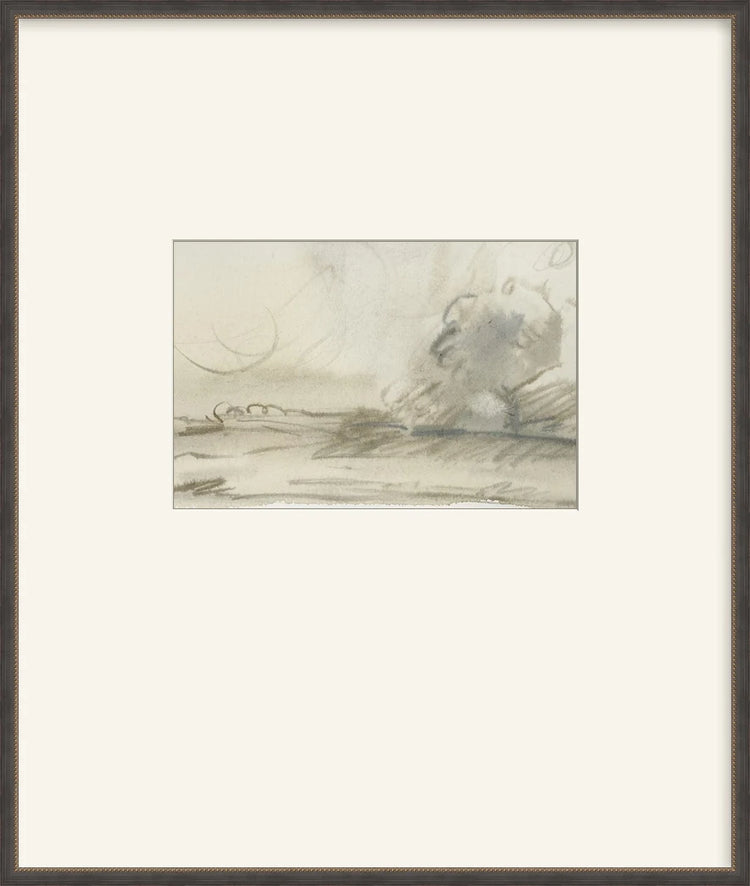 Watercolor Landscape Study I - Custom Framed Print with Mat