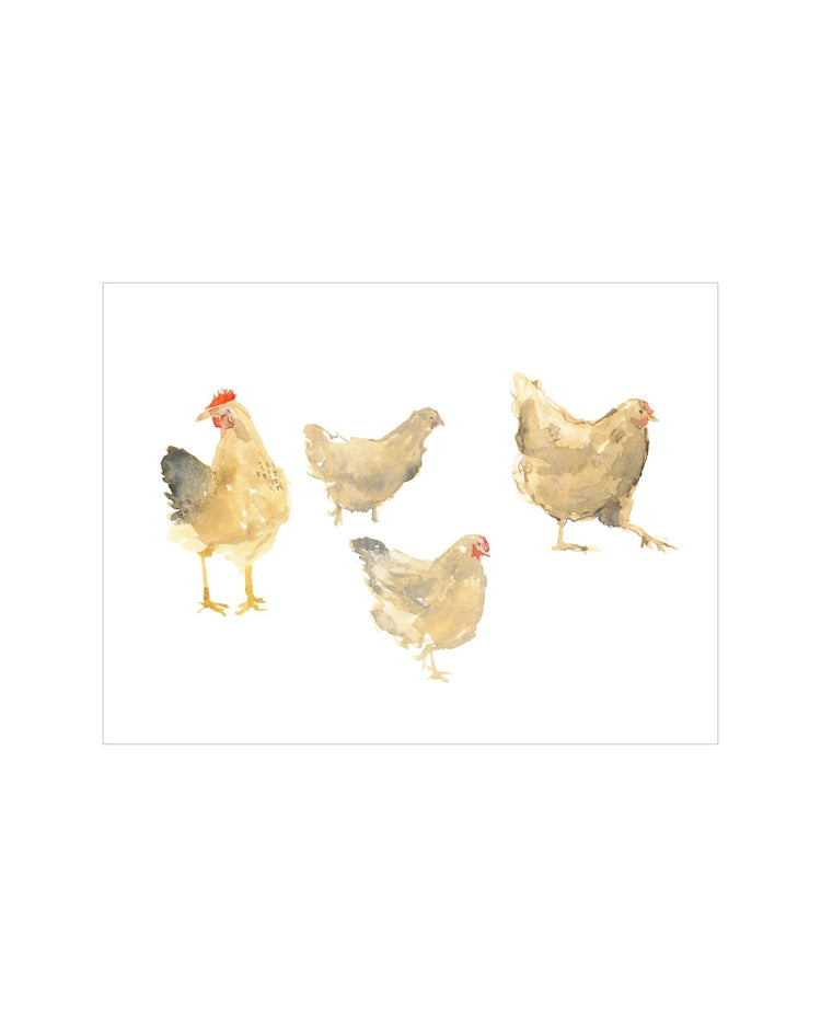 Watercolor Hens