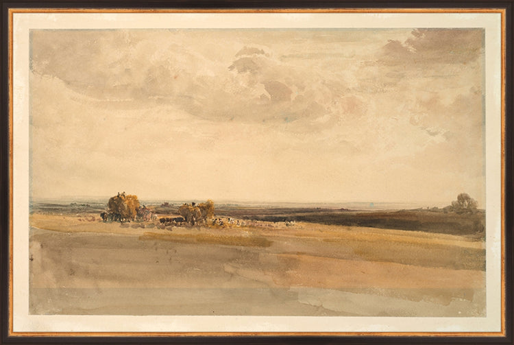 Framed Wheat Field. Frame: Traditional Black and Gold. Paper: Rag Paper. Art Size: 19x29. Final Size: 20'' X 30''