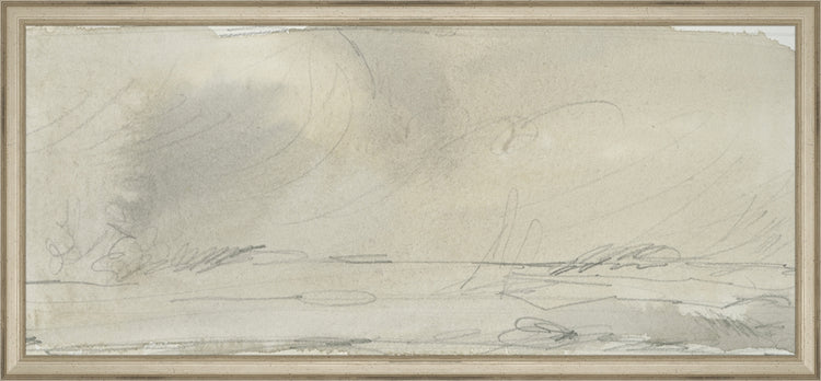 Framed Watercolor Landscape Study II. Frame: Traditional Silver. Paper: Rag Paper. Art Size: 10x23. Final Size: 11'' X 24''