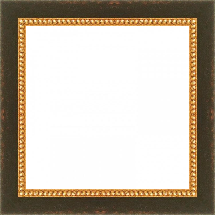Black and Gold Beaded Frame. Opening Size: 5x5. Final Size: 6'' X 6''