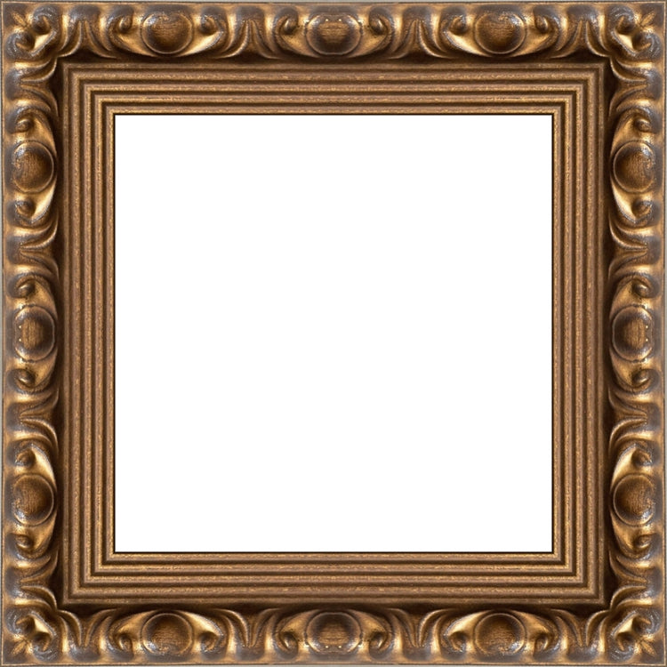 Gold Ornate Frame. Opening Size: 5x5. Final Size: 7'' X 7''