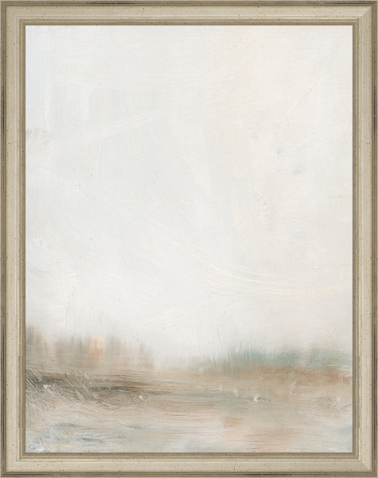 Framed Hazy Landscape. Frame: Traditional Silver. Paper: Rag Paper. Art Size: 13x10. Final Size: 14'' X 11''