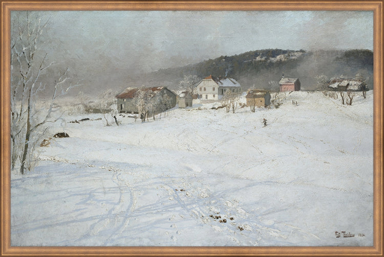 Framed Village. Frame: Timeless Bronze. Paper: Rag Paper. Art Size: 19x29. Final Size: 20'' X 30''