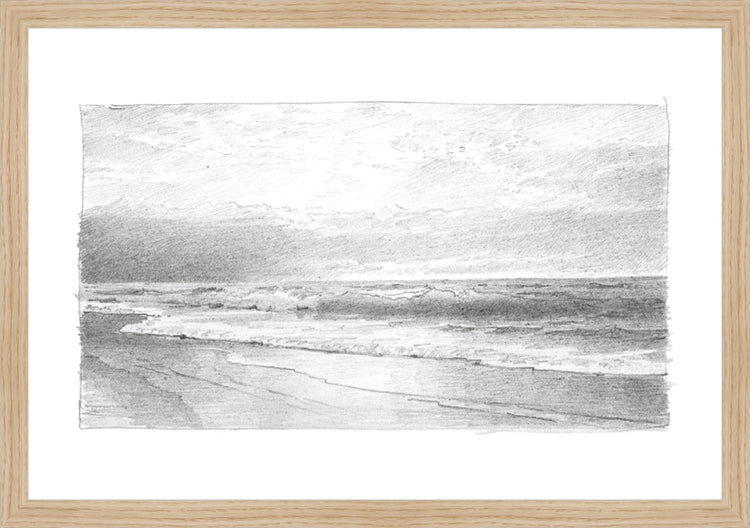 Framed Seascape 2. Frame: Natural Oak. Paper: Rag Paper. Art Size: 13x19. Final Size: 14'' X 20''