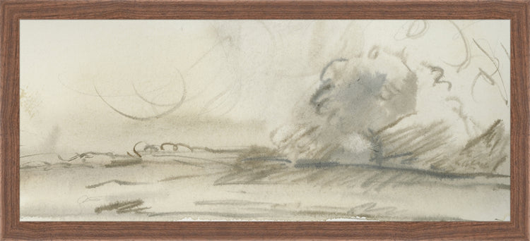 Framed Watercolor Landscape Study I. Frame: Dark Walnut. Paper: Rag Paper. Art Size: 8x19. Final Size: 9'' X 20''