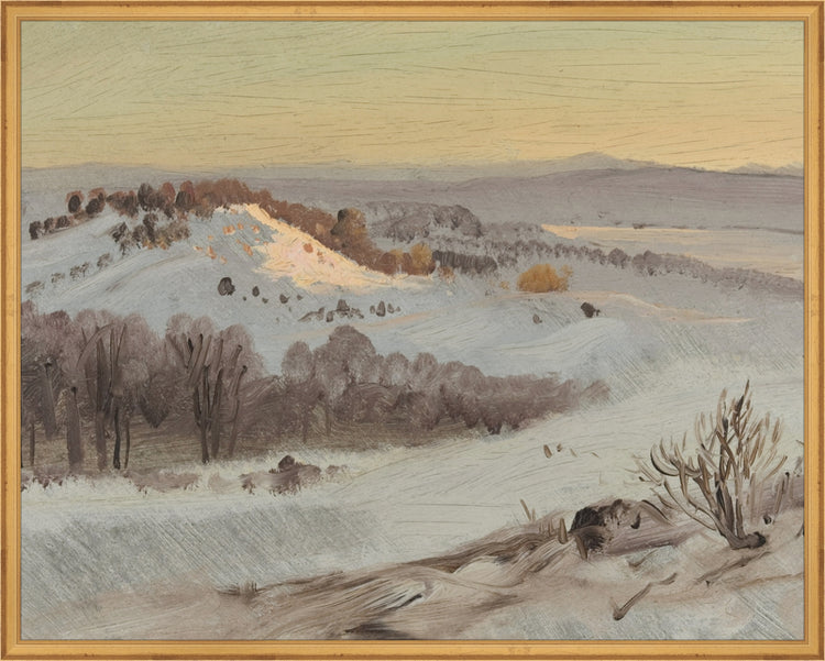 Framed Mountain View. Frame: Traditional Gold. Paper: Rag Paper. Art Size: 23x29. Final Size: 24'' X 30''