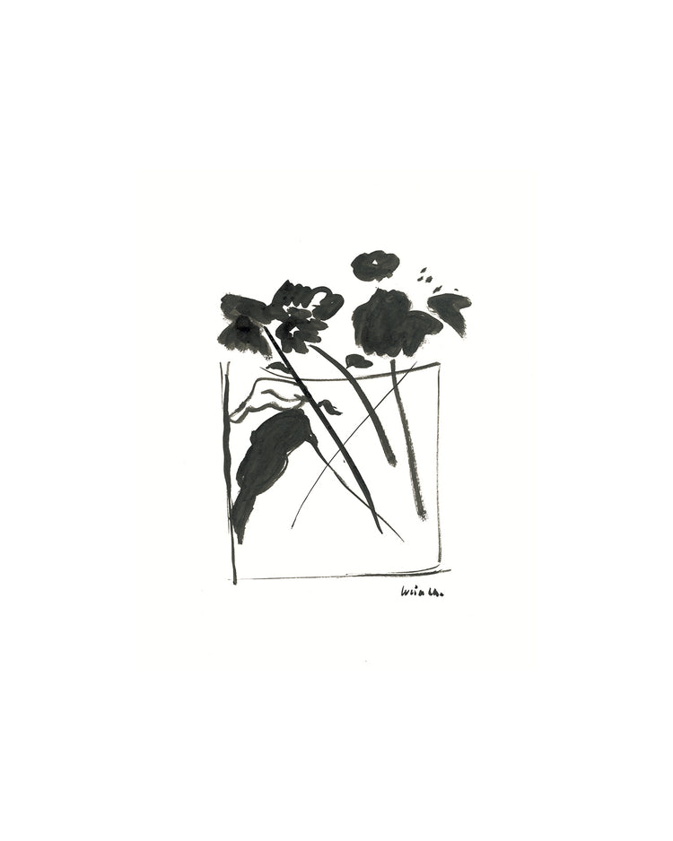 Ink Vase of Flowers