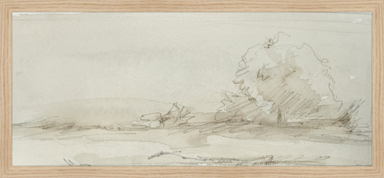 Framed Watercolor Landscape Study III. Frame: Natural Oak. Paper: Rag Paper. Art Size: 10x23. Final Size: 11'' X 24''