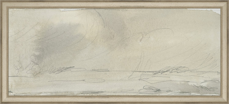 Framed Watercolor Landscape Study II. Frame: Traditional Silver. Paper: Rag Paper. Art Size: 8x19. Final Size: 9'' X 20''