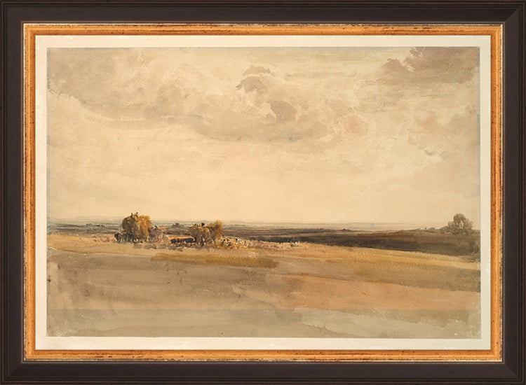 Framed Wheat Field. Frame: Traditional Black and Gold. Paper: Rag Paper. Art Size: 7x10. Final Size: 8'' X 11''
