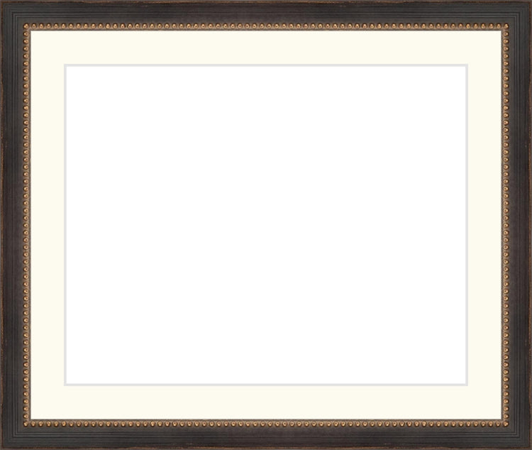 Traditional Black and Gold Beaded Frame. Opening Size: 8x10. Final Size: 11'' X 13''