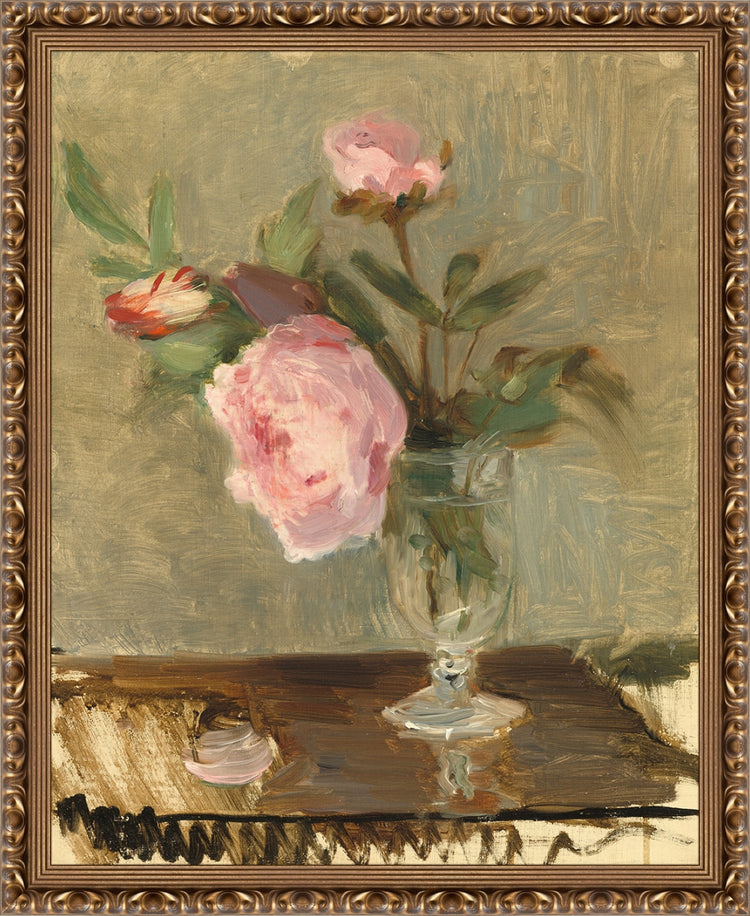 Framed Peonies II. Frame: Gold Ornate. Paper: Rag Paper. Art Size: 20x16. Final Size: 22'' X 18''