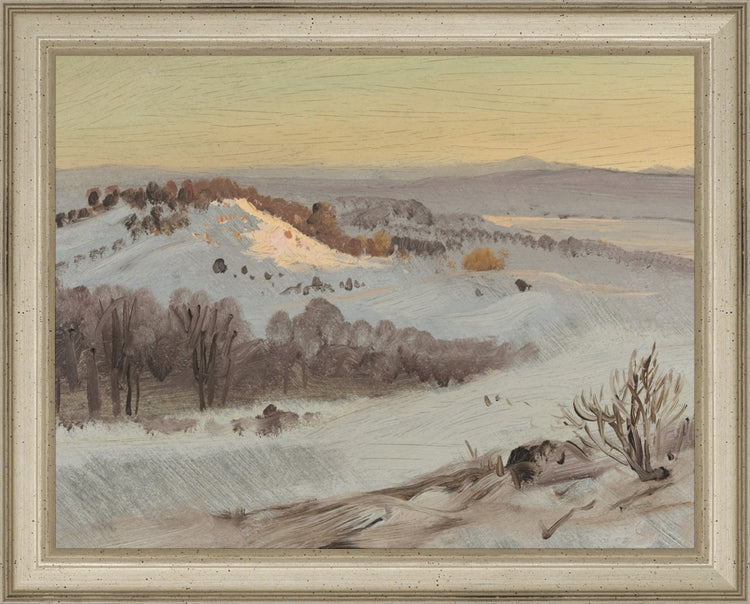 Framed Mountain View. Frame: Traditional Silver. Paper: Rag Paper. Art Size: 7x9. Final Size: 8'' X 10''