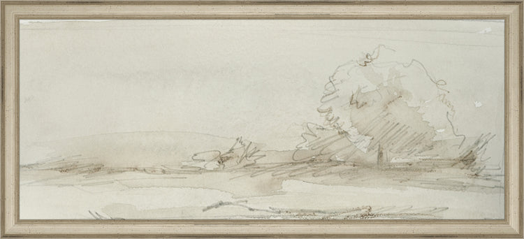 Framed Watercolor Landscape Study III. Frame: Traditional Silver. Paper: Rag Paper. Art Size: 8x19. Final Size: 9'' X 20''