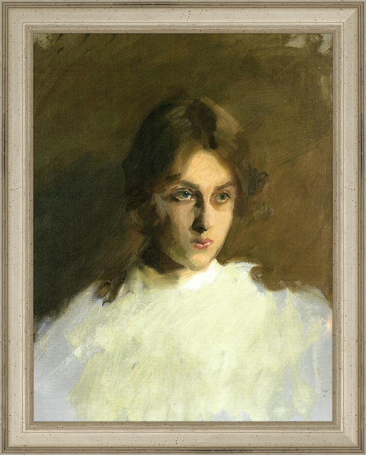 Framed Portrait VI. Frame: Traditional Silver. Paper: Rag Paper. Art Size: 9x7. Final Size: 10'' X 8''