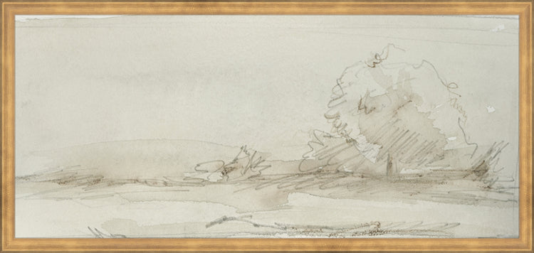 Framed Watercolor Landscape Study III. Frame: Timeless Gold. Paper: Rag Paper. Art Size: 13x29. Final Size: 14'' X 30''