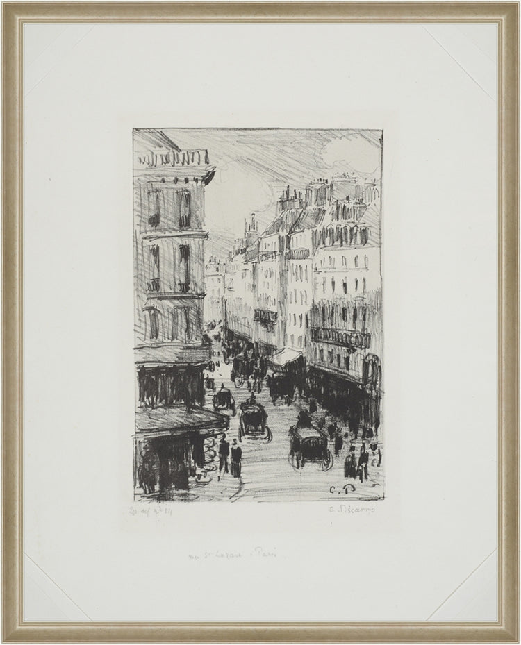 Framed Paris Streets. Frame: Light Silver. Paper: Rag Paper. Art Size: 29x23. Final Size: 30'' X 24''