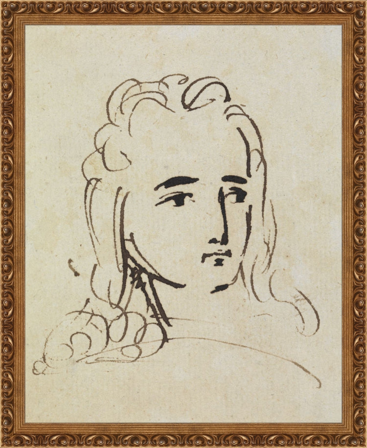 Uploaded Art:sketch of a man.jpg. Frame: Gold Ornate. Paper: Stretched Canvas. Art Size: 20x16. Final Size: 22'' X 18''