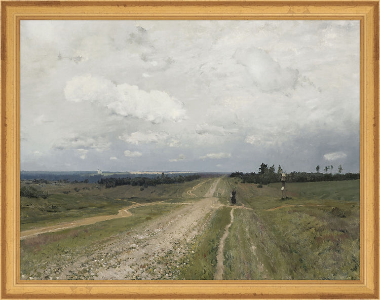 Framed Field Route. Frame: Traditional Gold. Paper: Rag Paper. Art Size: 10x13. Final Size: 11'' X 14''