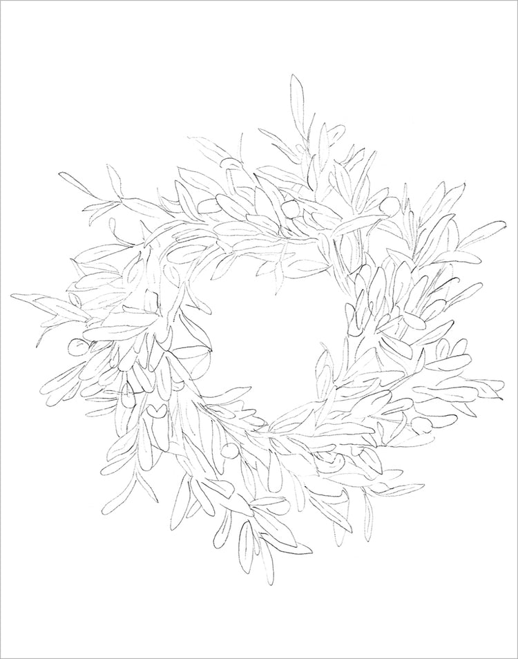 Framed OLIVE WREATH. Frame: No Frame. Paper: Rag Paper. Art Size: 14x11. Final Size: 14'' X 11''