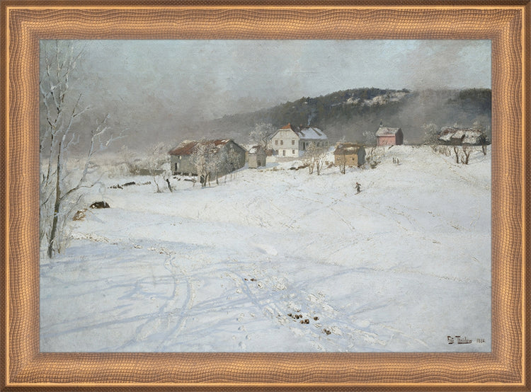 Framed Village. Frame: Timeless Bronze. Paper: Rag Paper. Art Size: 7x10. Final Size: 8'' X 11''