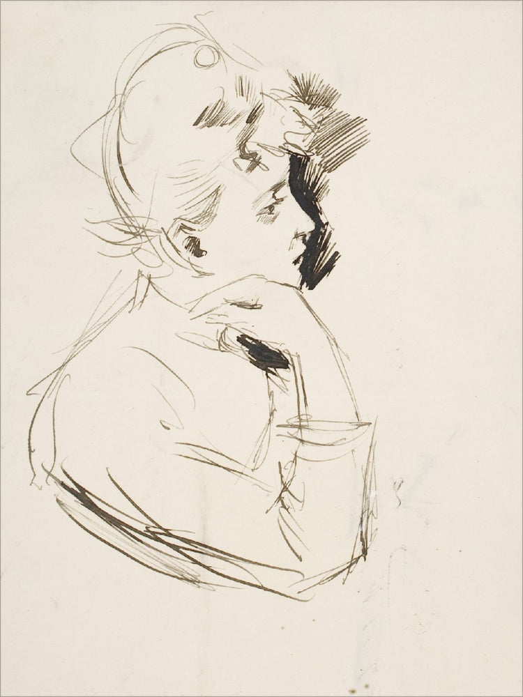 Framed Sketch of a Lady III. Frame: No Frame. Paper: Rag Paper. Art Size: 16x12. Final Size: 16'' X 12''