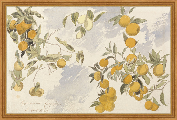 Framed Orangerie. Frame: Light Toffee. Art Size: 21x32. Final Size: 23'' X 34''