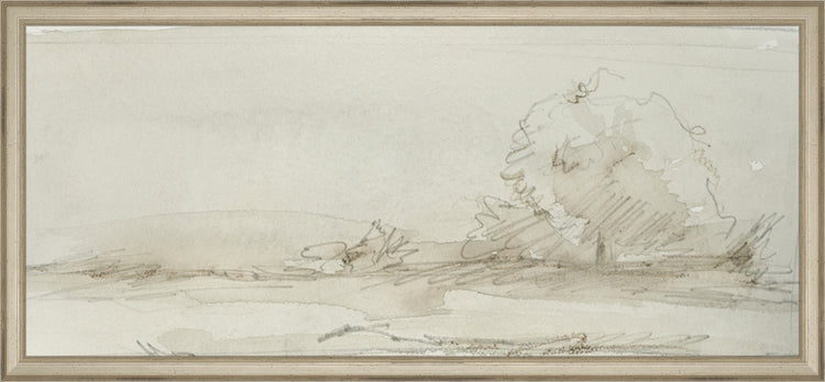 Framed Watercolor Landscape Study III. Frame: Traditional Silver. Paper: Rag Paper. Art Size: 10x23. Final Size: 11'' X 24''