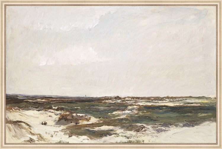 Framed Calais Dunes. Frame: Ivory Beaded. Paper: Rag Paper. Art Size: 21x32. Final Size: 22'' X 33''