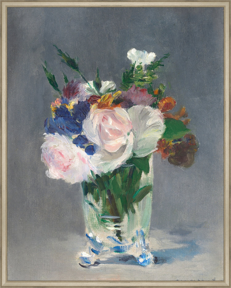 Framed Still Life. Frame: Traditional Silver. Paper: Rag Paper. Art Size: 29x23. Final Size: 30'' X 24''