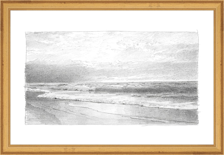 Framed Seascape 2. Frame: Traditional Gold. Paper: Rag Paper. Art Size: 10x15. Final Size: 11'' X 16''