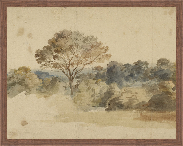 Framed Baroque Landscape. Frame: Dark Walnut. Paper: Rag Paper. Art Size: 15x19. Final Size: 16'' X 20''