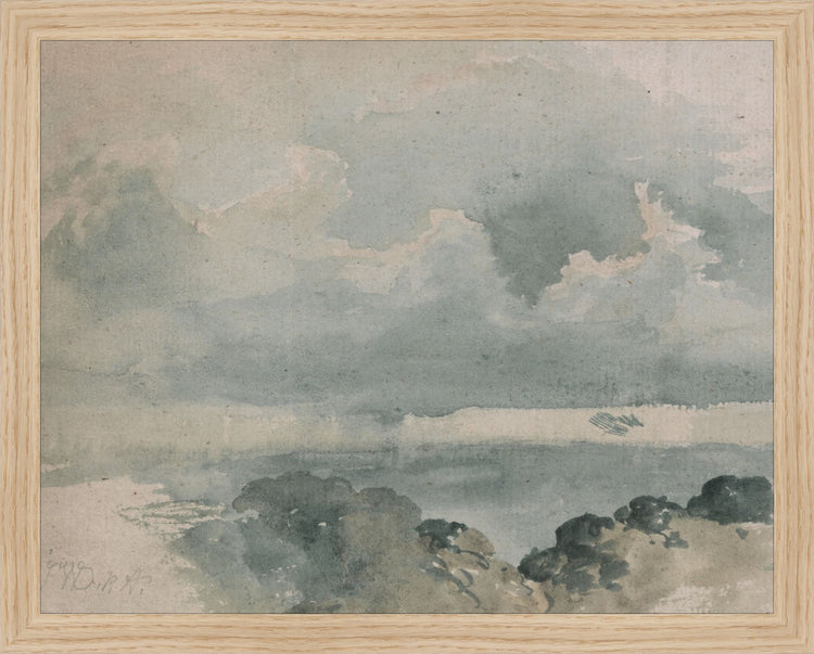 Framed Watercolor Cloud Study. Frame: Natural Oak. Paper: Rag Paper. Art Size: 11x14. Final Size: 12'' X 15''