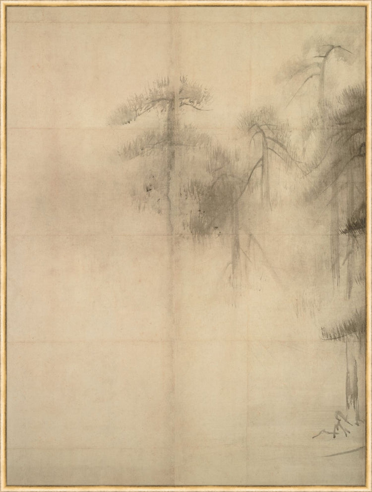 Uploaded Art:Pine Trees I copy.jpg. Frame: Deep Gold Leafed. Paper: Rag Paper. Art Size: 56x42. Final Size: 57'' X 43''