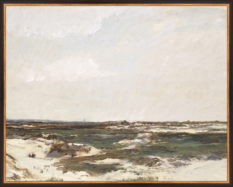 Framed Calais Dunes. Frame: Traditional Black and Gold. Paper: Rag Paper. Art Size: 23x29. Final Size: 24'' X 30''