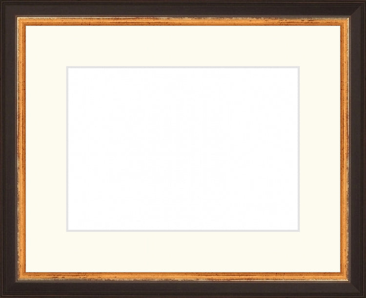 Traditional Black and Gold Frame. Opening Size: 5x7. Final Size: 9'' X 11''