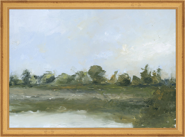 Framed Summer Morning. Frame: Traditional Gold. Paper: Rag Paper. Art Size: 10x14. Final Size: 11'' X 15''