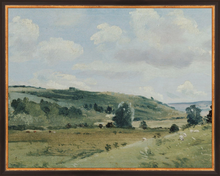 Framed Pastures. Frame: Traditional Black and Gold. Paper: Rag Paper. Art Size: 15x19. Final Size: 16'' X 20''