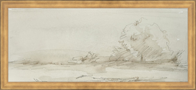 Framed Watercolor Landscape Study III. Frame: Timeless Gold. Paper: Rag Paper. Art Size: 8x19. Final Size: 9'' X 20''