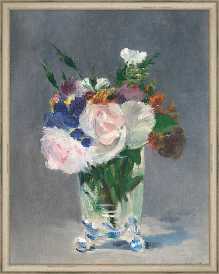 Framed Still Life. Frame: Traditional Silver. Paper: Rag Paper. Art Size: 19x15. Final Size: 20'' X 16''